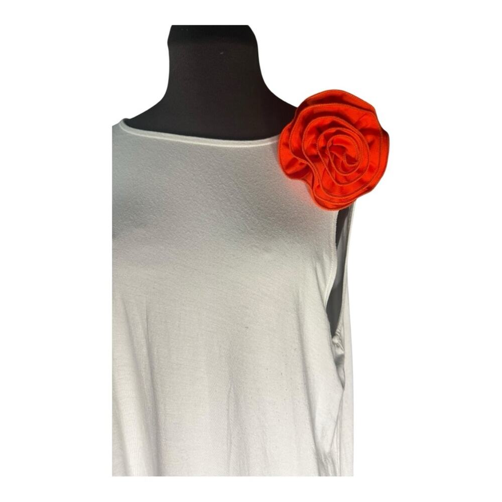 Eileen Fisher Asymmetric Tunic Tank Statement 3D Rosette Womens Size L Romantic - Picture 3 of 9
